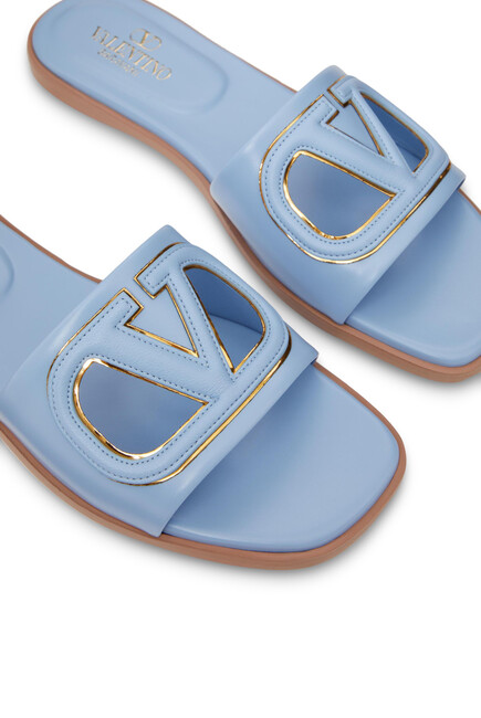 VLogo Cut-Out Leather Slides